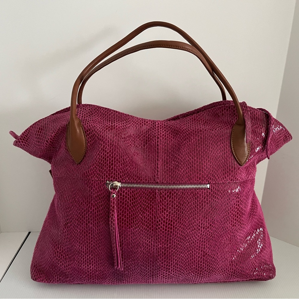 SORIAL New York Genuine Soft Patent Snake Embossed Suede Hobo Purse/Shoulder Bag